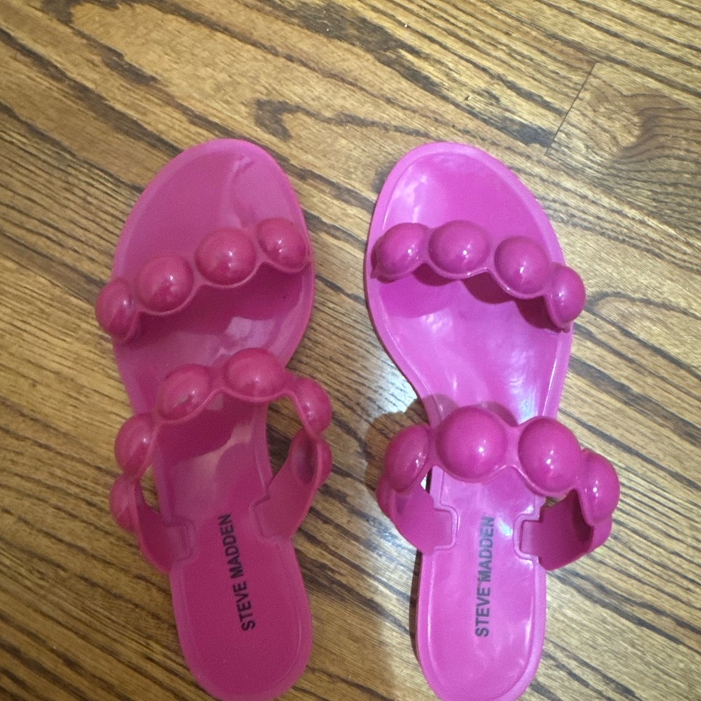Steve Madden Hot Pink Bubble Strap Slide Sandals